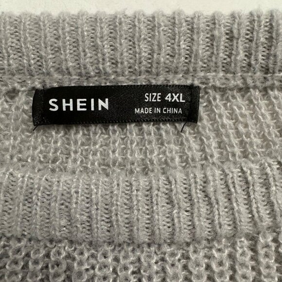 Colorblock Oversized Knit Crewneck Sweater Black, Blue, & Gray Womens 4XL Shein - Picture 5 of 11